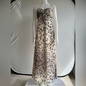 Ted Baker Women's Maxi Dress - Cream with Butterfly Pattern in Teal/Purple